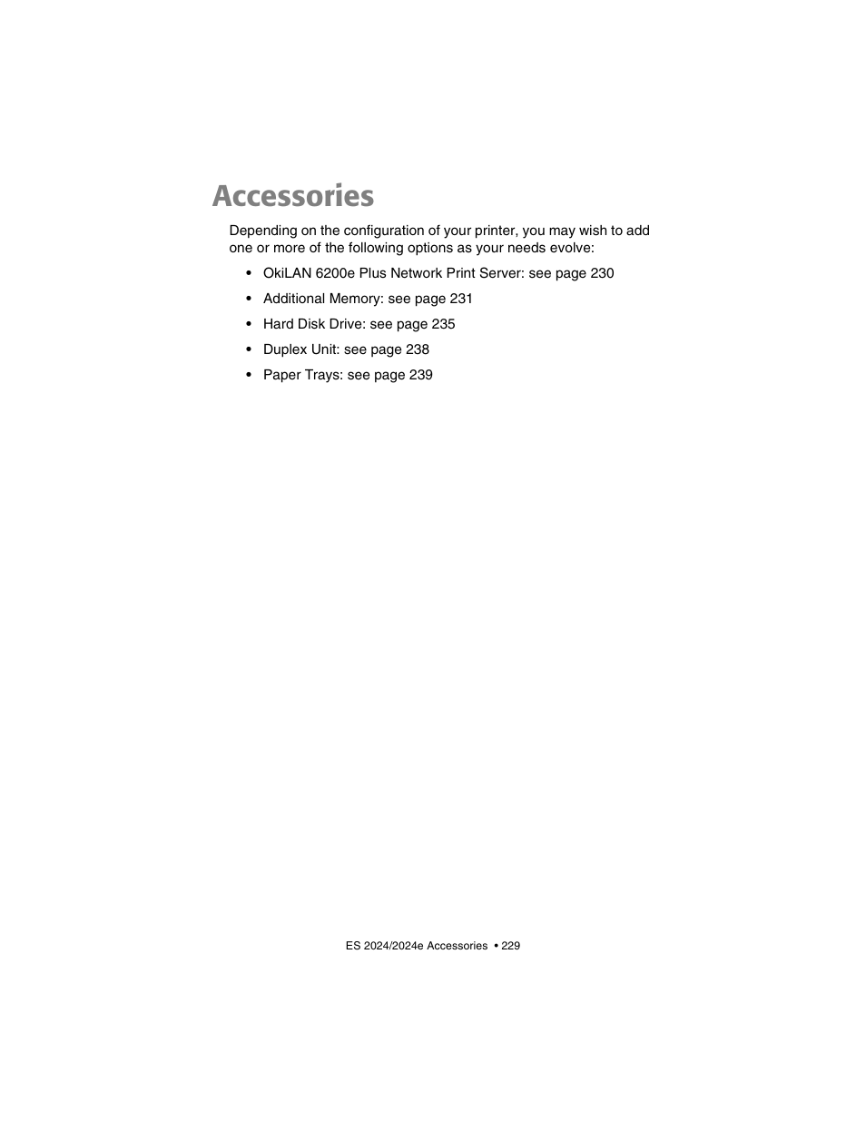 Accessories | Oki 2024/2024e User Manual | Page 229 / 260