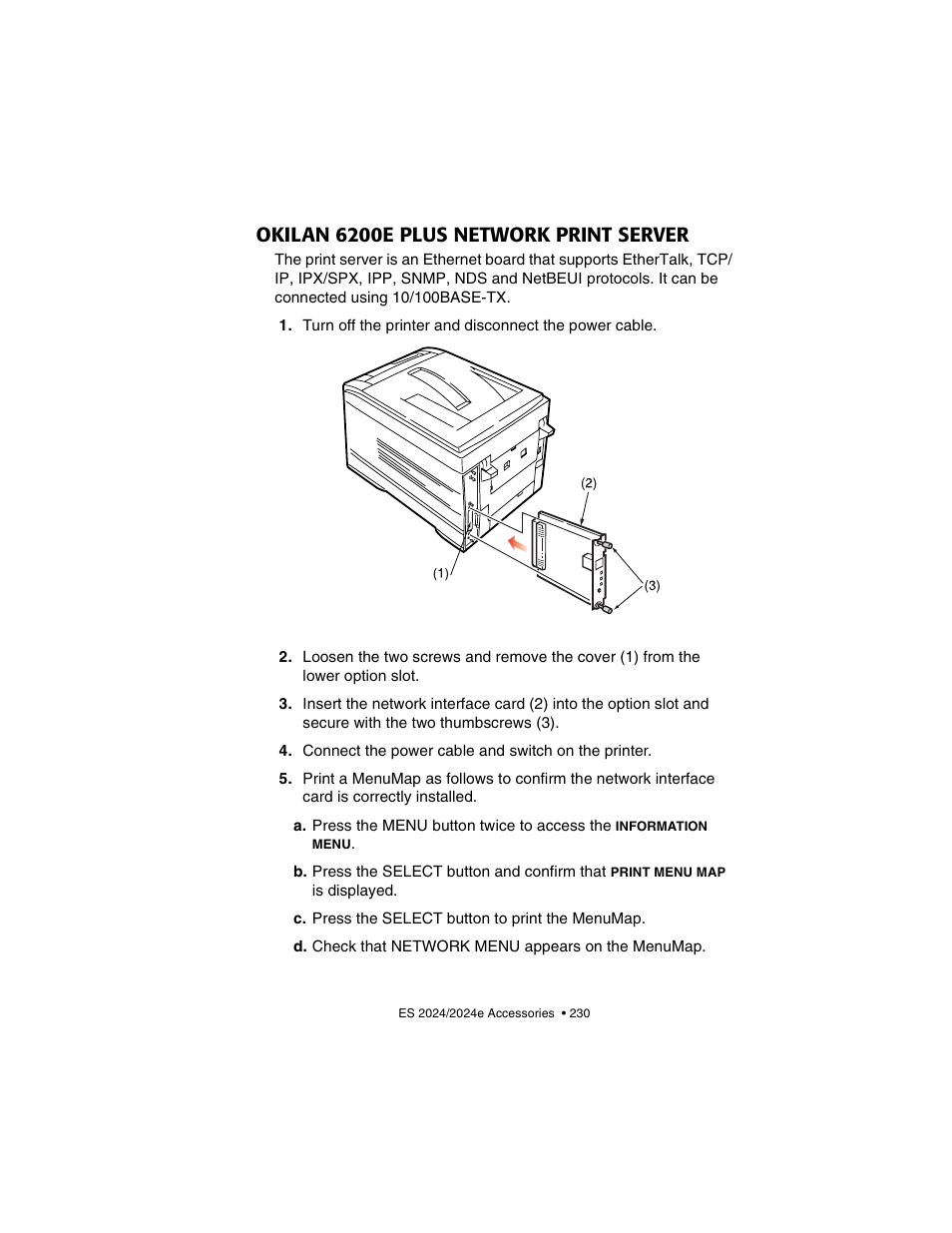 Okilan 6200e plus network print server | Oki 2024/2024e User Manual | Page 230 / 260