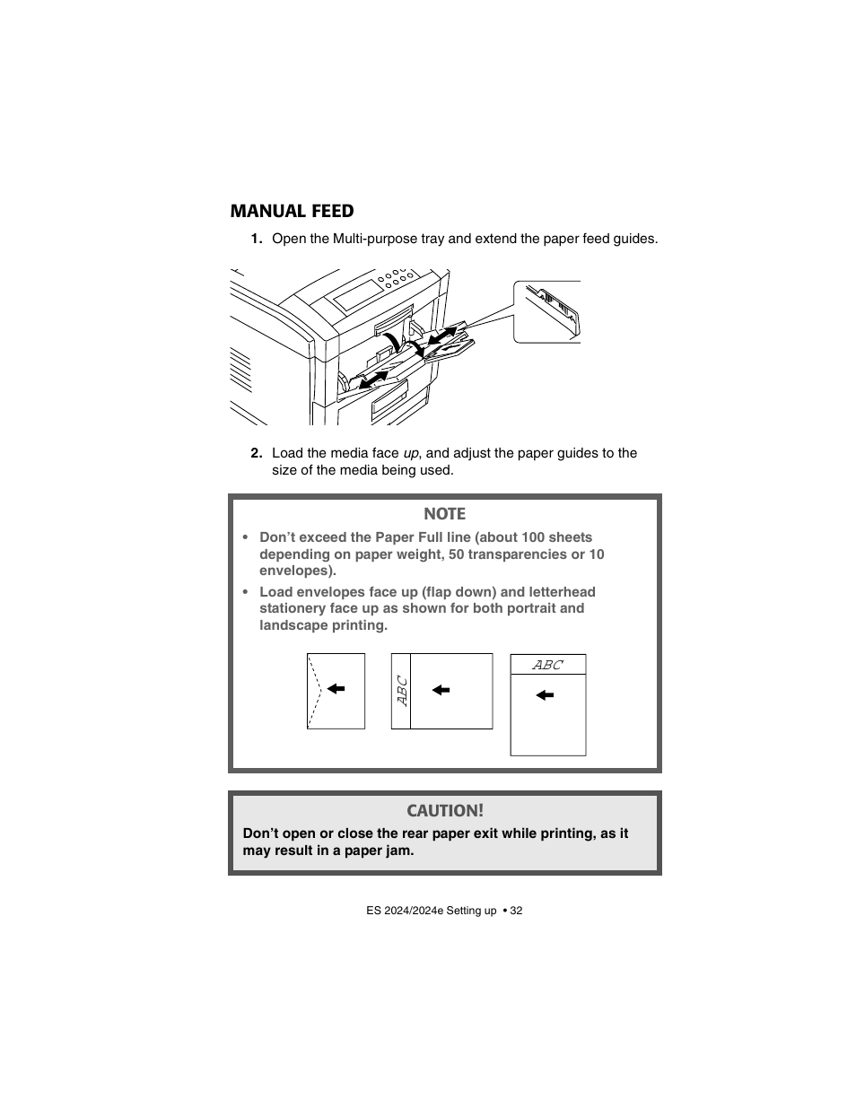 Manual feed | Oki 2024/2024e User Manual | Page 32 / 260