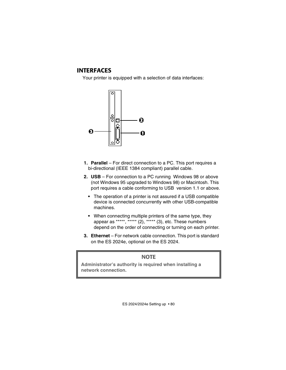 Interfaces | Oki 2024/2024e User Manual | Page 80 / 260