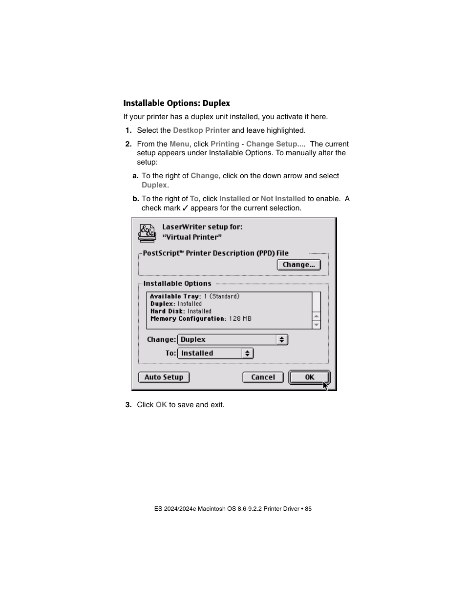 Installable options: duplex | Oki 2024/2024e User Manual | Page 85 / 260