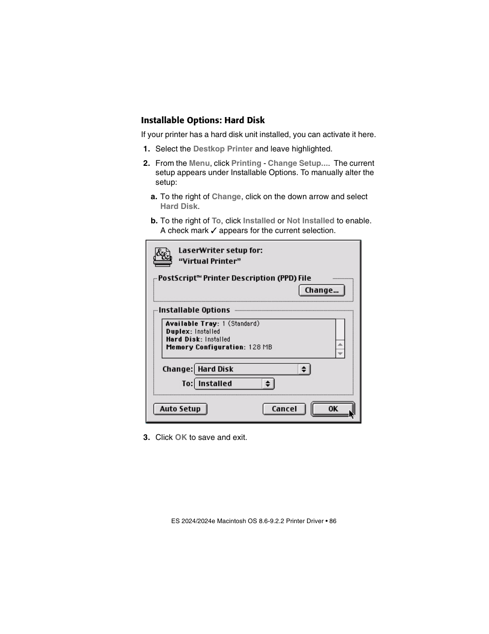 Installable options: hard disk | Oki 2024/2024e User Manual | Page 86 / 260