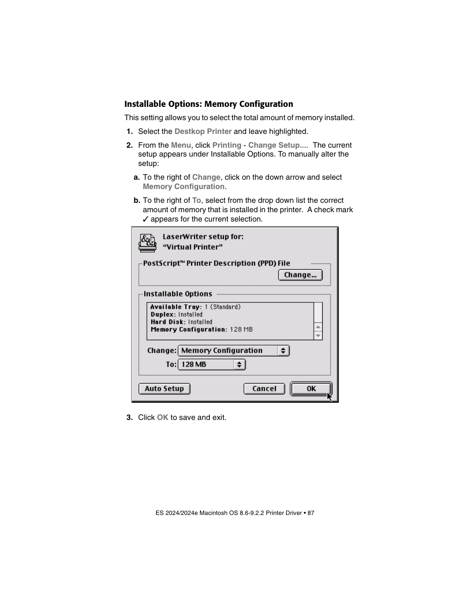 Installable options: memory configuration | Oki 2024/2024e User Manual | Page 87 / 260