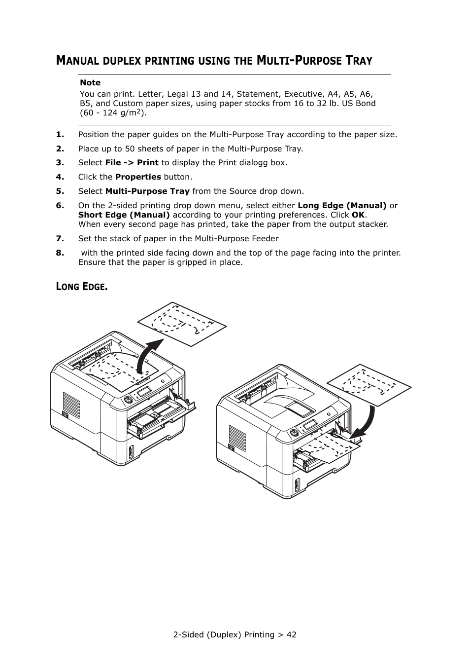 Long edge | Oki PRINTER MPS420B User Manual | Page 42 / 74