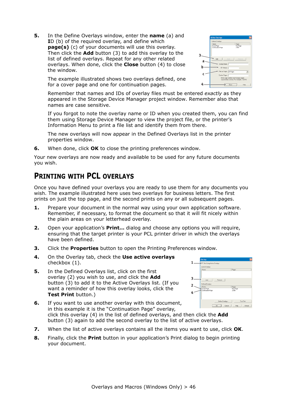 Printing with pcl overlays, Rinting, With | Overlays | Oki PRINTER MPS420B User Manual | Page 46 / 74