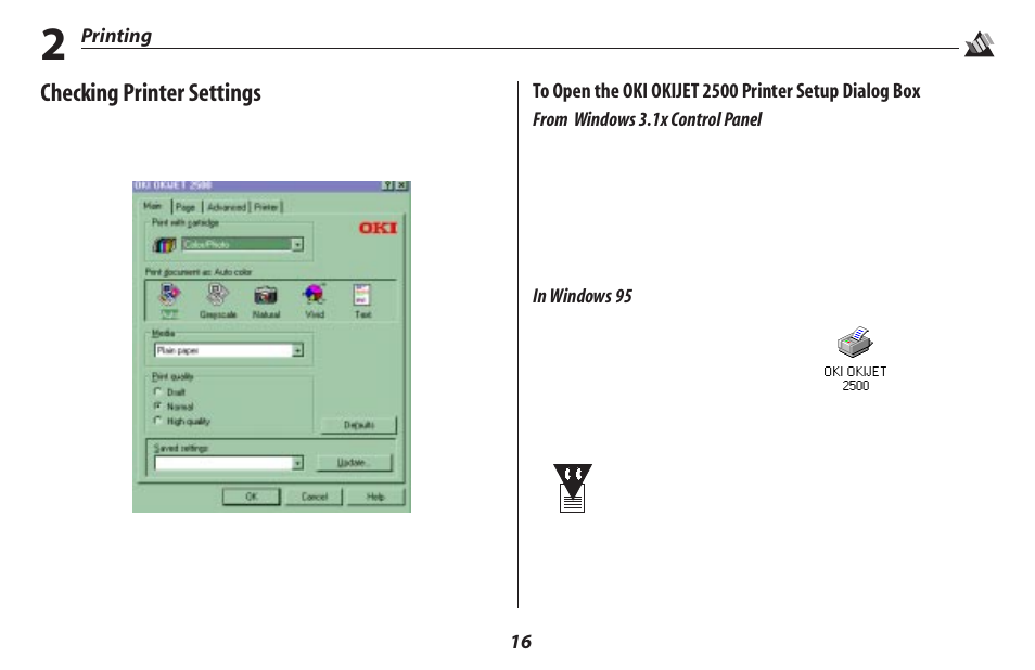 Checking printer settings | Oki 2500 User Manual | Page 22 / 80
