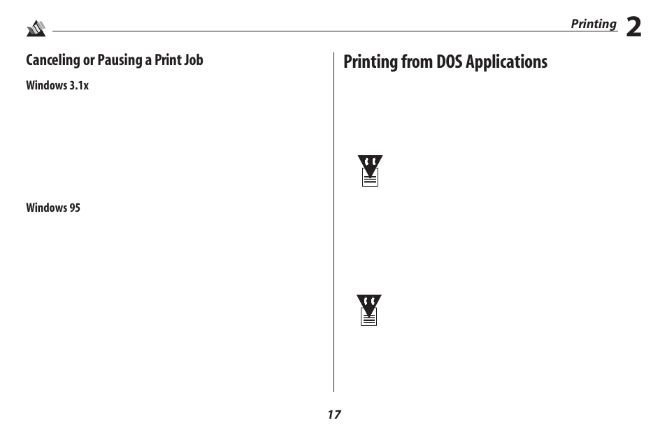 Printing from dos applications, Canceling or pausing a print job | Oki 2500 User Manual | Page 23 / 80