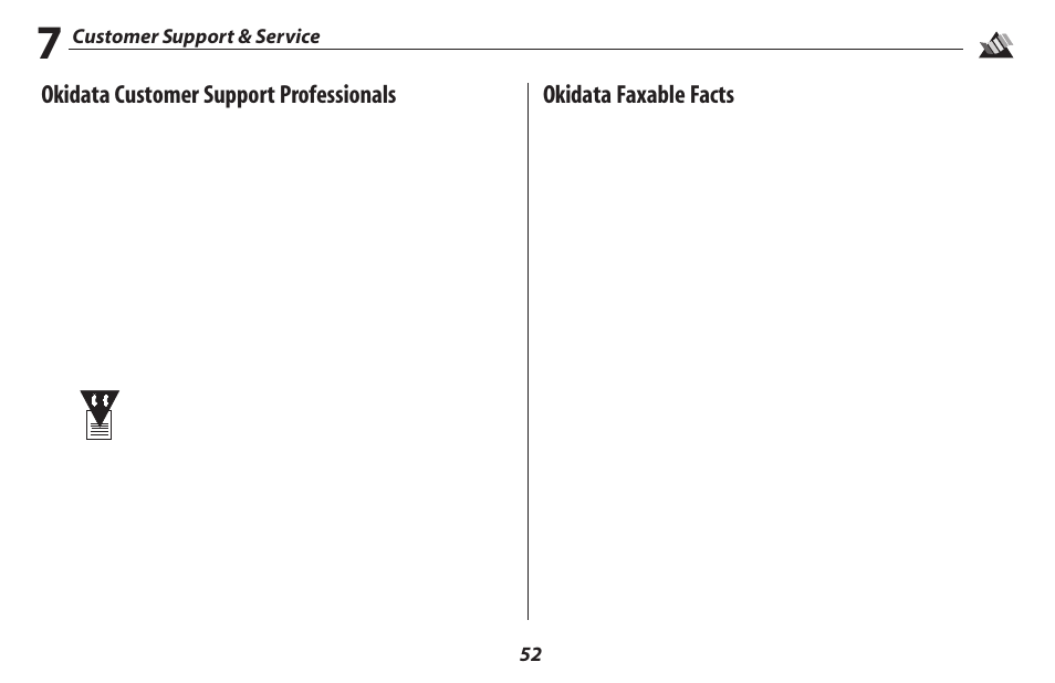 Okidata customer support professionals, Okidata faxable facts | Oki 2500 User Manual | Page 58 / 80