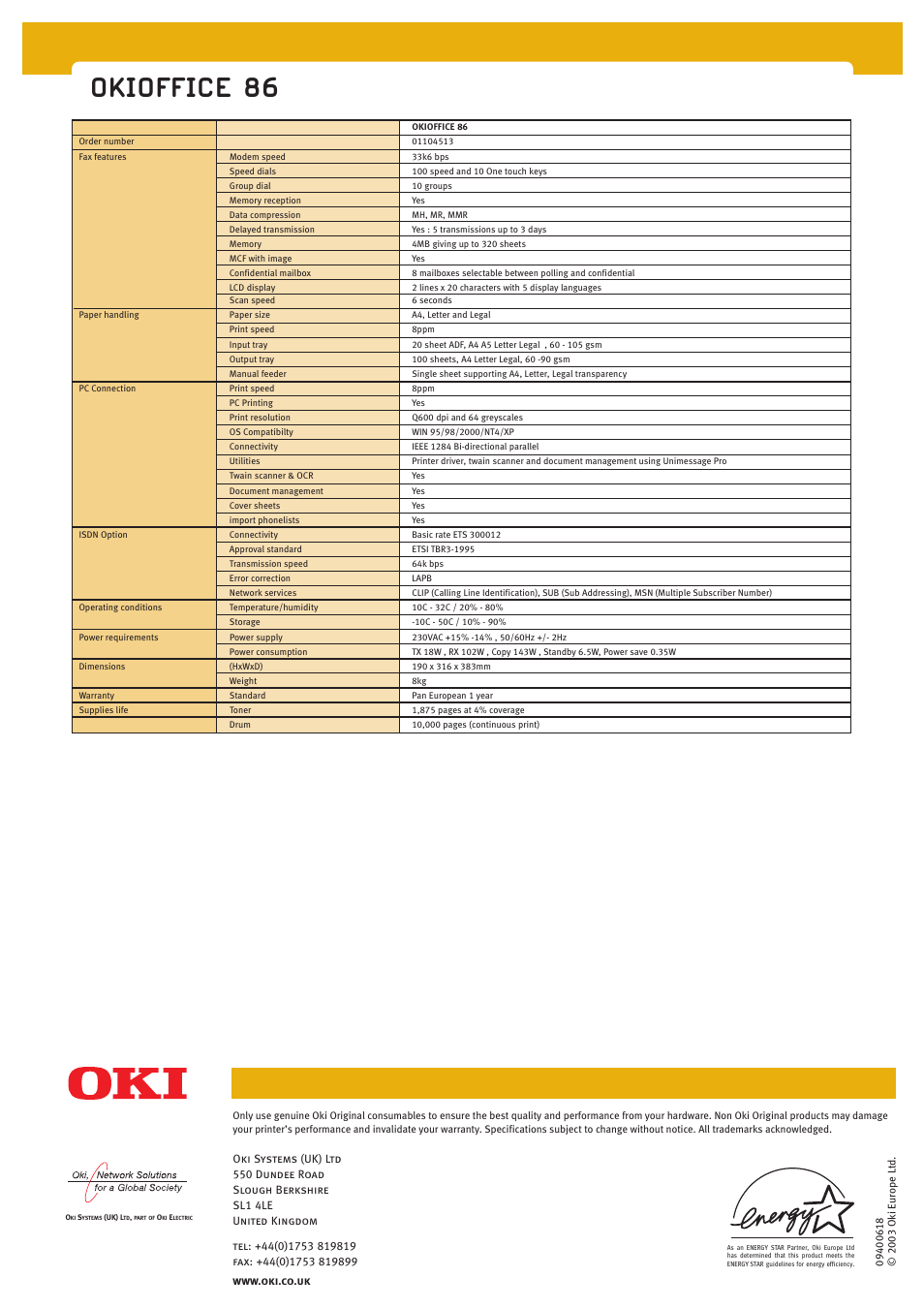 Okioffice 86 | Oki 86 User Manual | Page 4 / 4