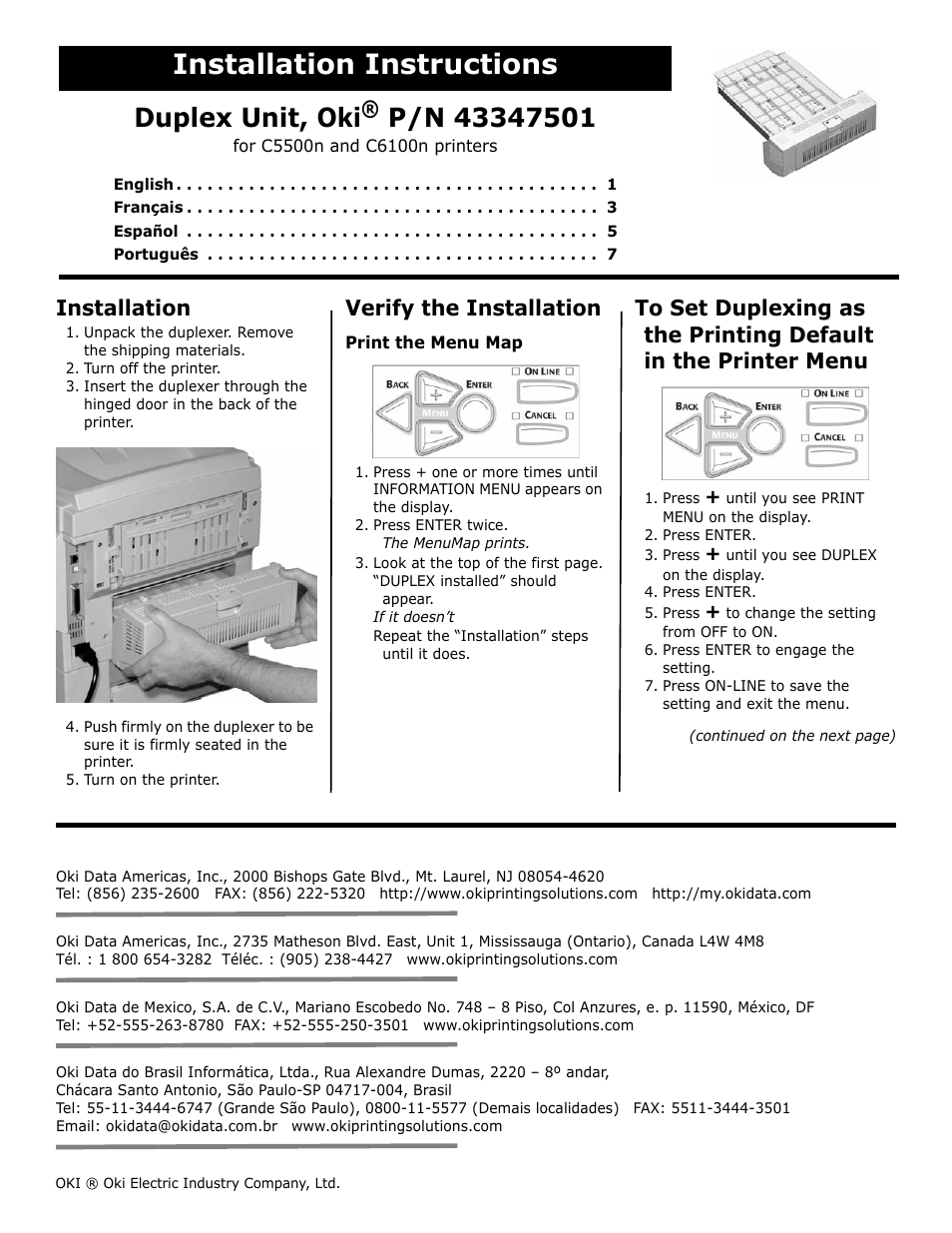 Oki P/N 43347501 User Manual | 8 pages