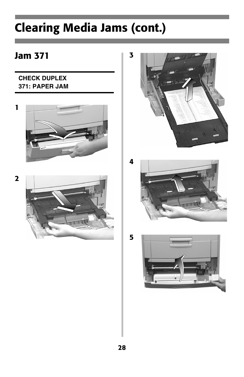 Clearing media jams (cont.), Jam 371 | Oki 2024 User Manual | Page 29 / 45