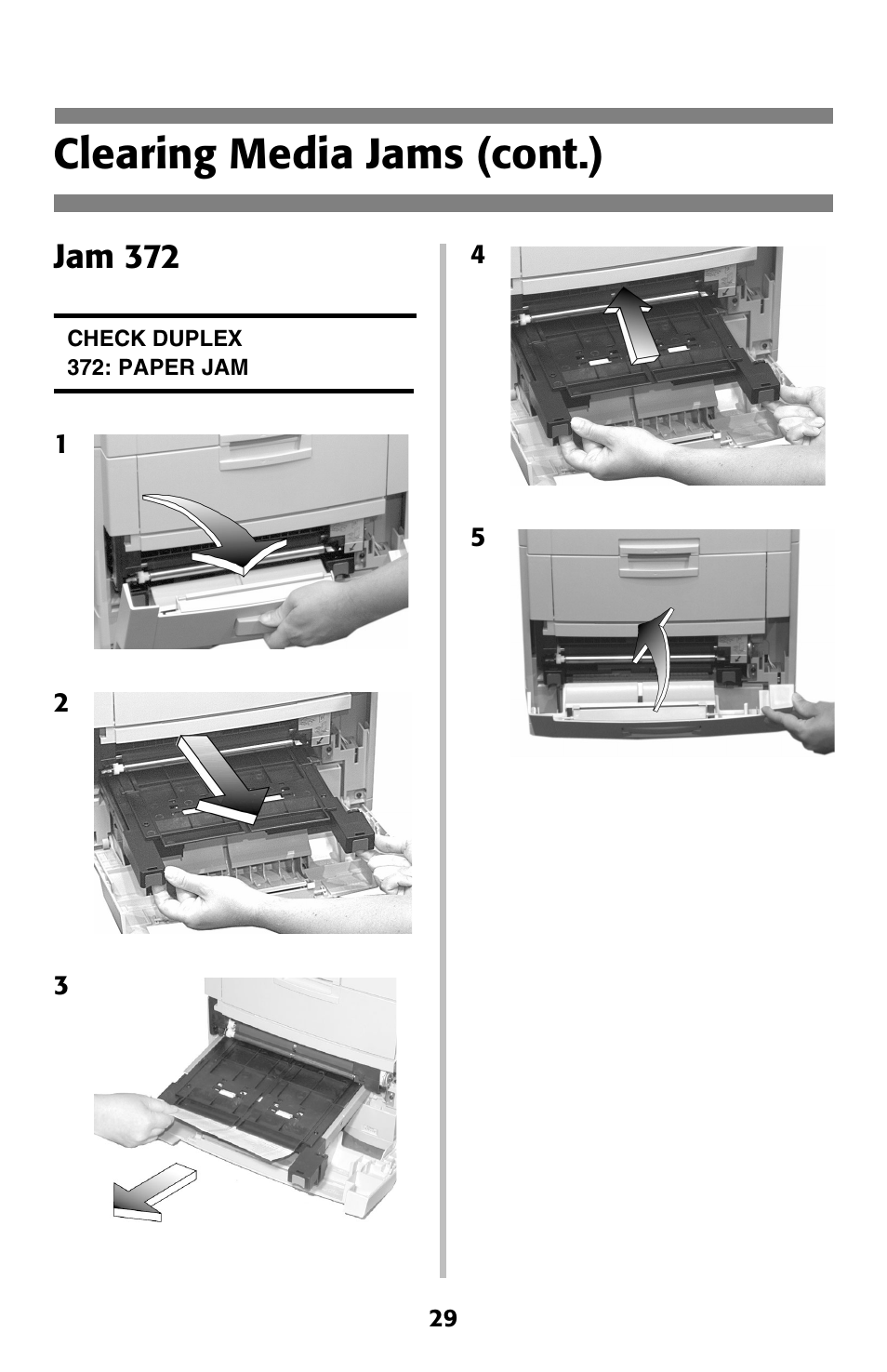 Clearing media jams (cont.), Jam 372 | Oki 2024 User Manual | Page 30 / 45
