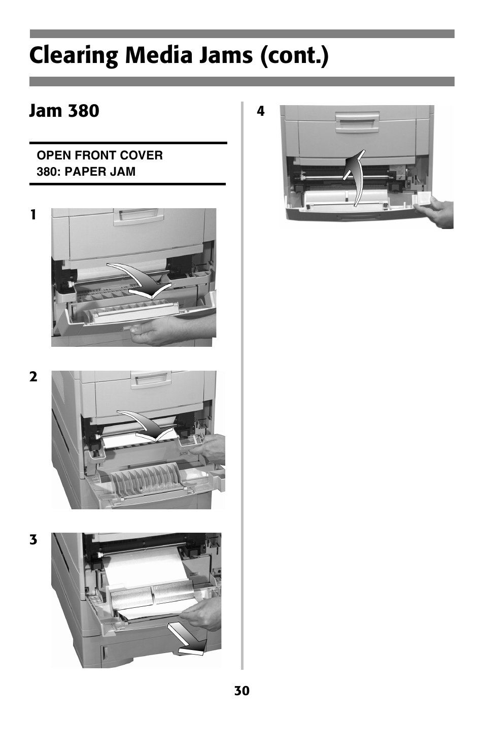 Clearing media jams (cont.), Jam 380 | Oki 2024 User Manual | Page 31 / 45