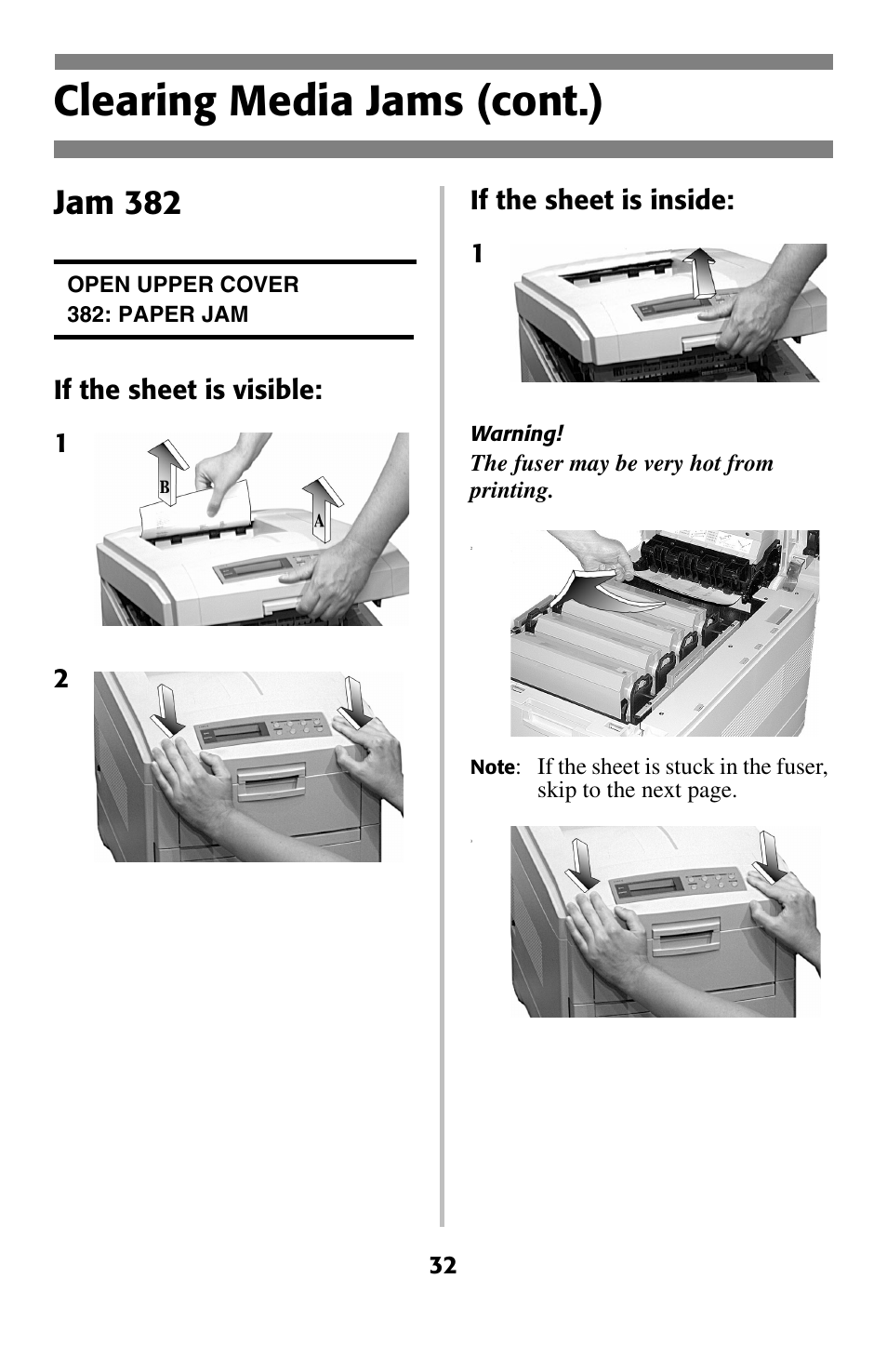 Clearing media jams (cont.), Jam 382 | Oki 2024 User Manual | Page 33 / 45