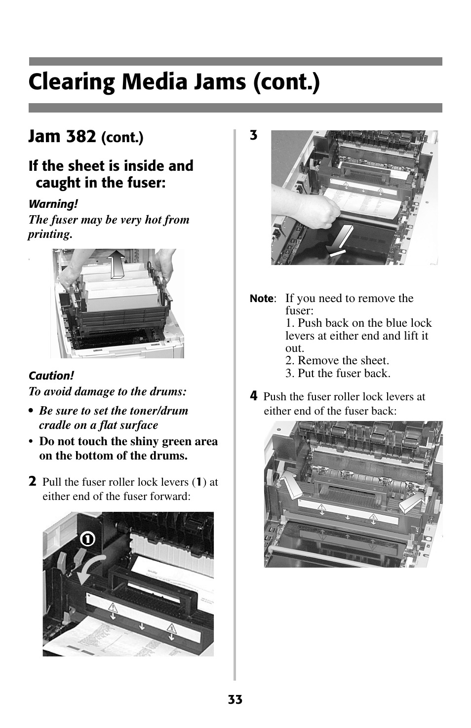 Clearing media jams (cont.), Jam 382 | Oki 2024 User Manual | Page 34 / 45