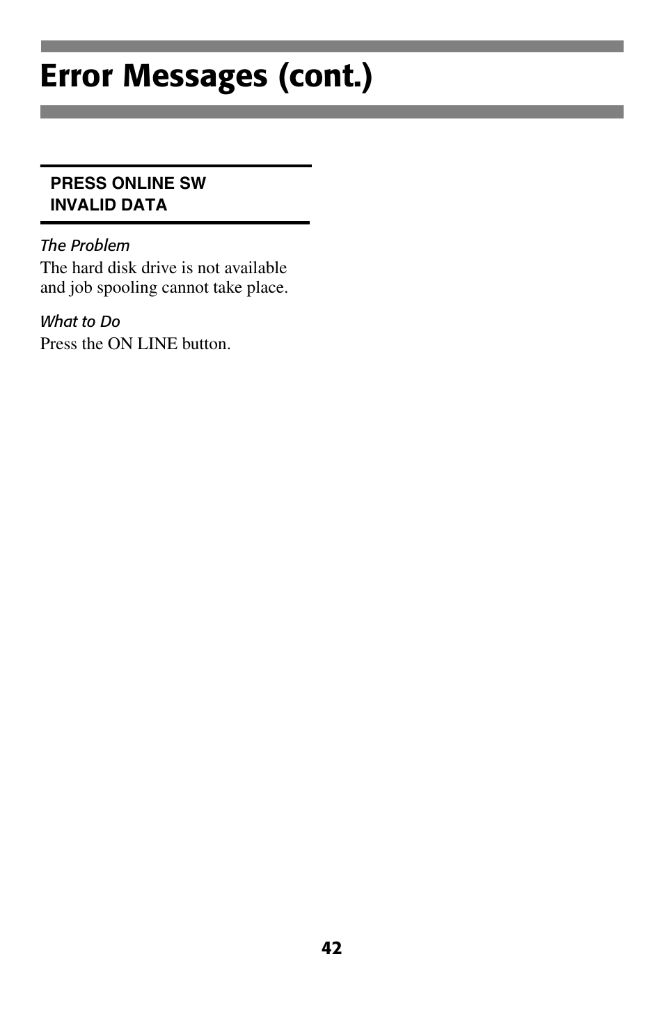 Error messages (cont.) | Oki 2024 User Manual | Page 43 / 45