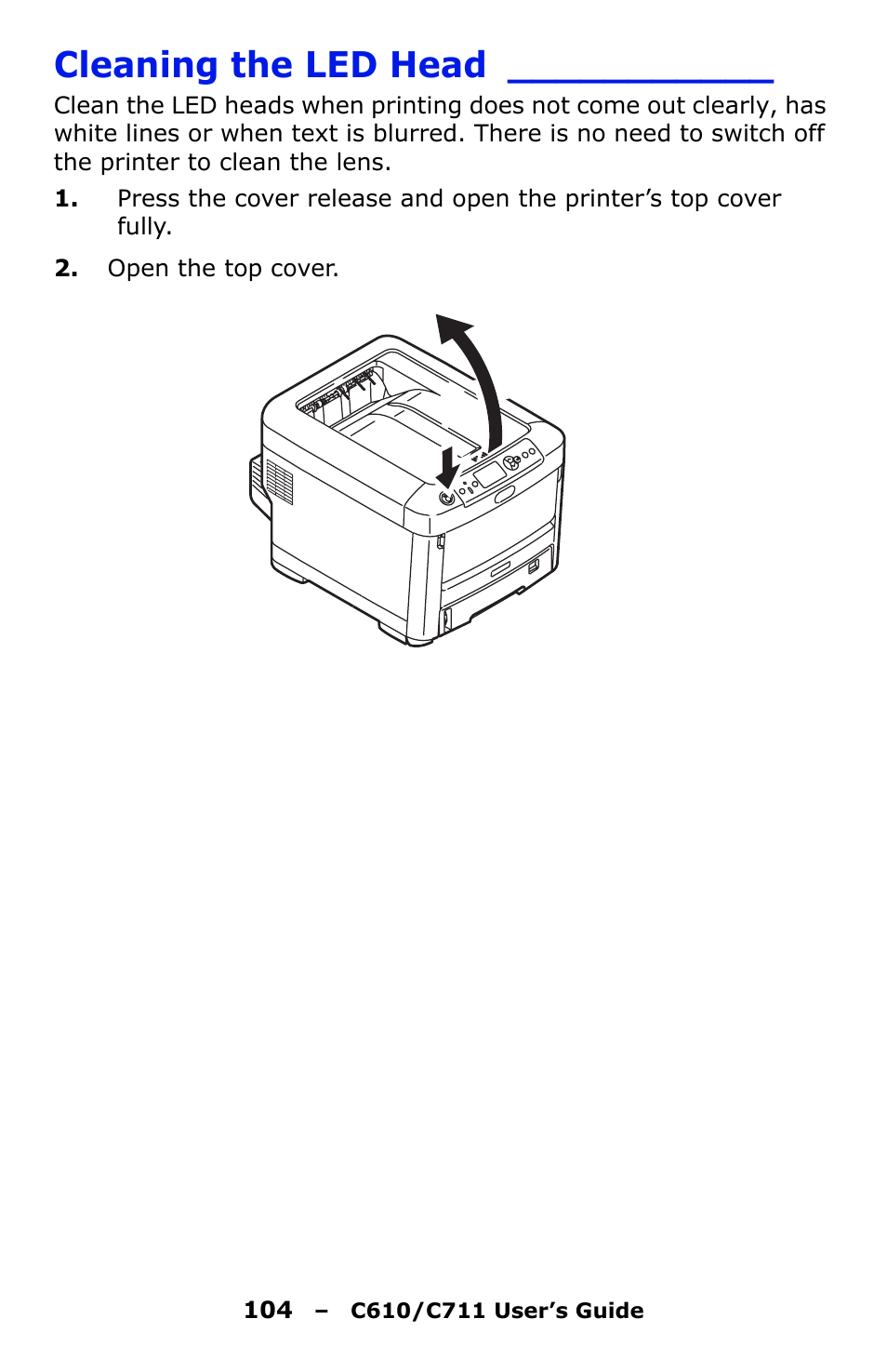 Cleaning the led head | Oki C610 User Manual | Page 104 / 109