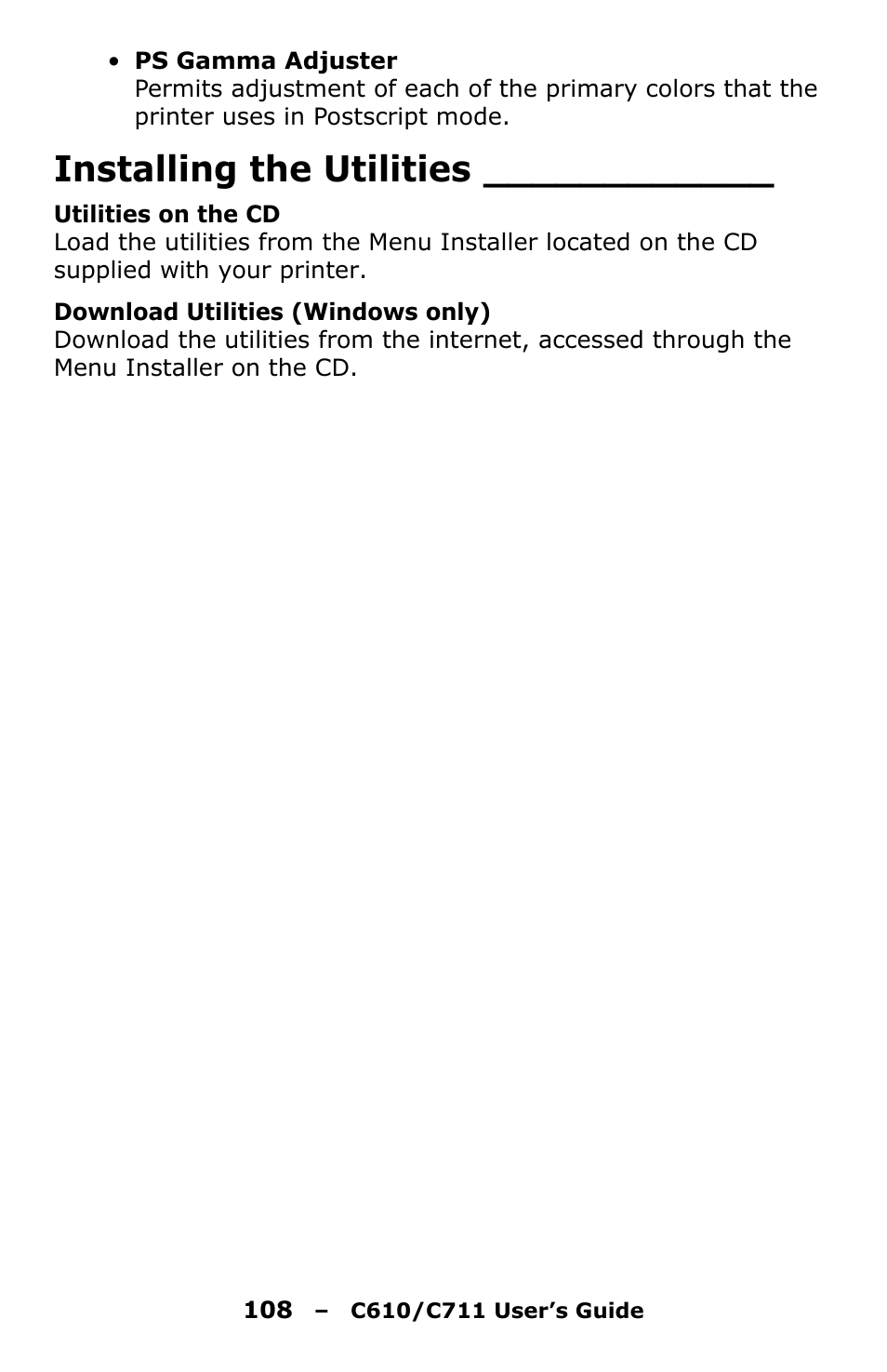 Installing the utilities | Oki C610 User Manual | Page 108 / 109