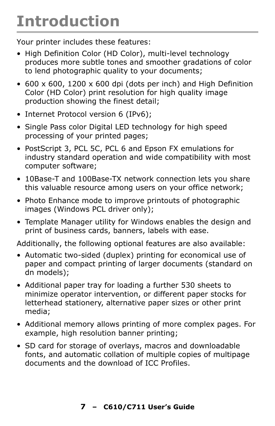 Introduction | Oki C610 User Manual | Page 7 / 109