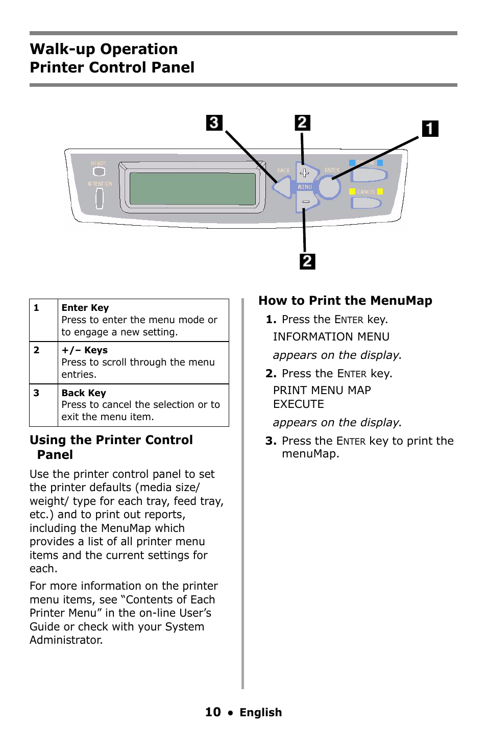 Printer control panel, Walk-up operation printer control panel | Oki C5550 MFP User Manual | Page 10 / 167