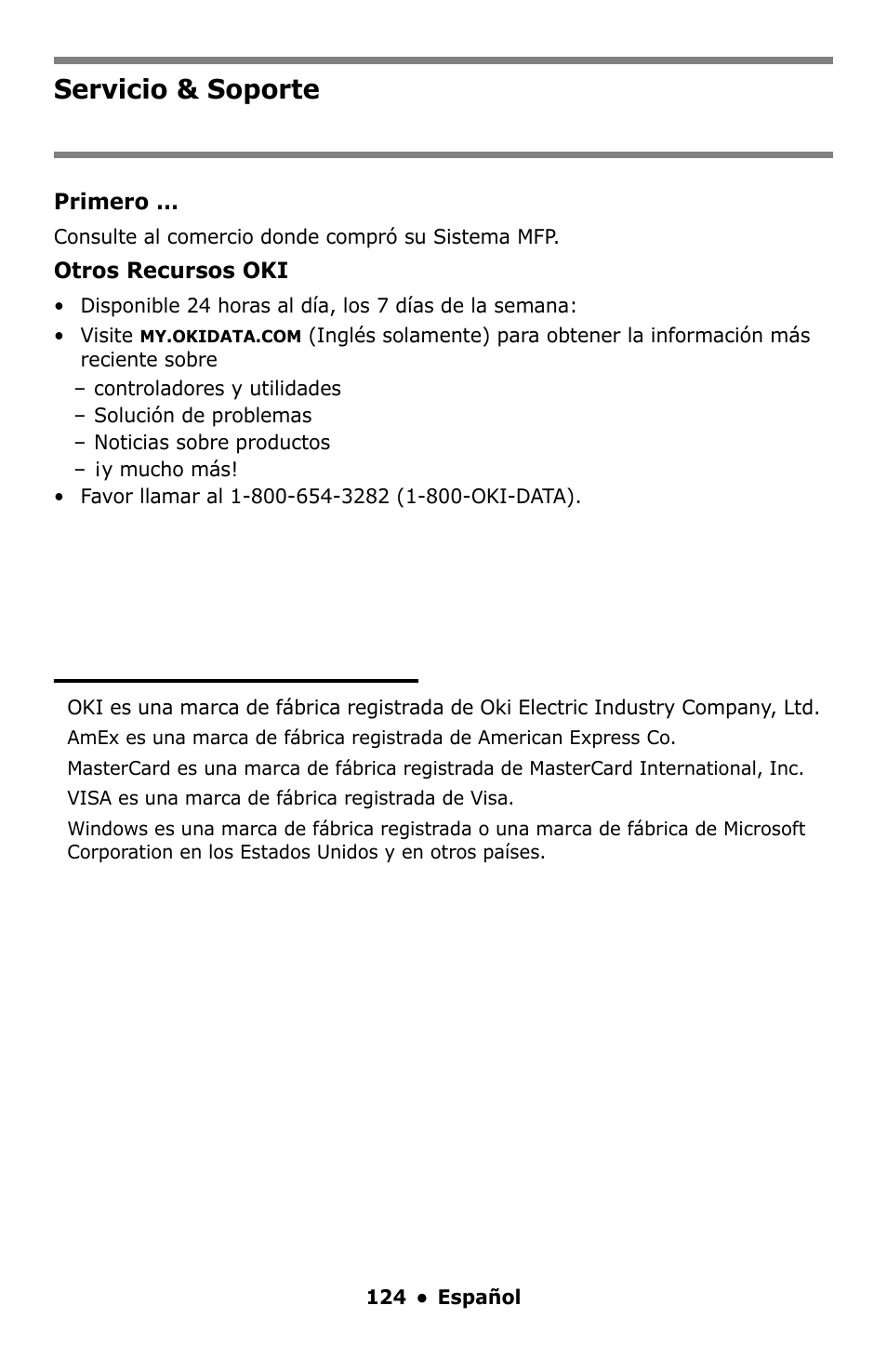 Servicio & soporte | Oki C5550 MFP User Manual | Page 124 / 167