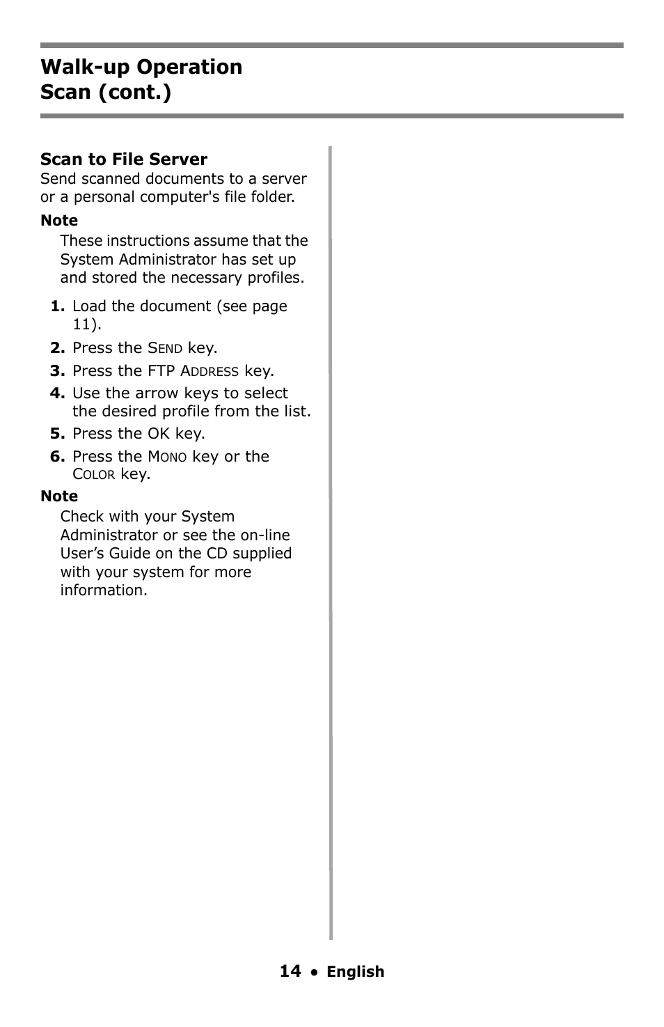 Walk-up operation scan (cont.) | Oki C5550 MFP User Manual | Page 14 / 167