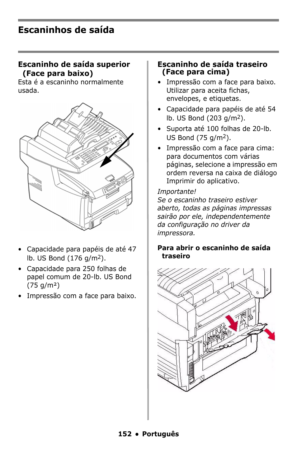 Escaninhos de saída | Oki C5550 MFP User Manual | Page 152 / 167