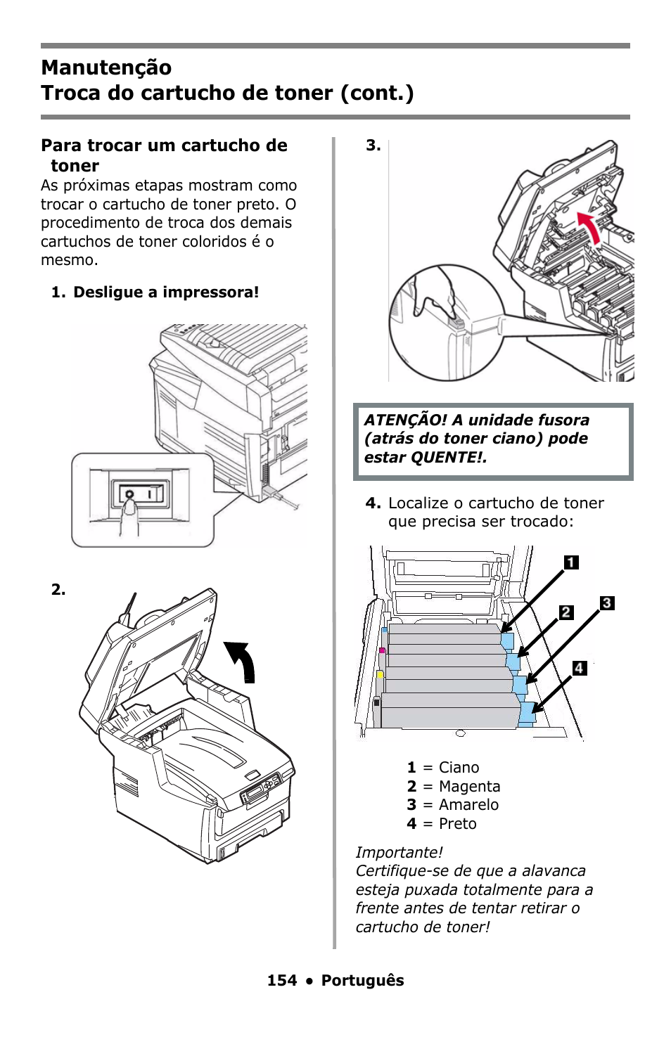 Manutenção troca do cartucho de toner (cont.) | Oki C5550 MFP User Manual | Page 154 / 167