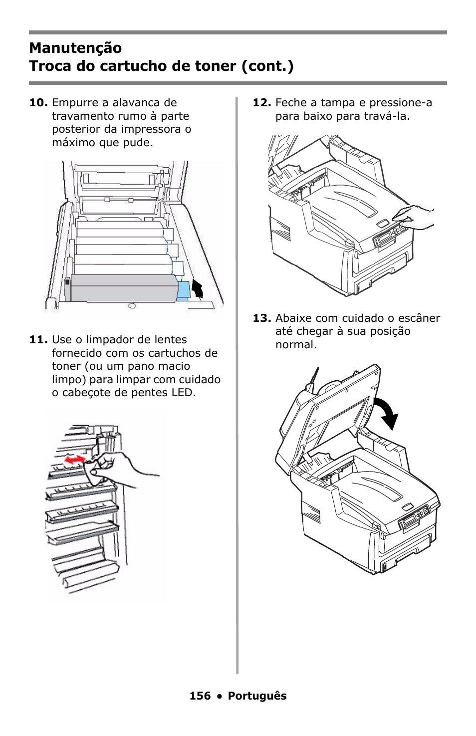 Manutenção troca do cartucho de toner (cont.) | Oki C5550 MFP User Manual | Page 156 / 167