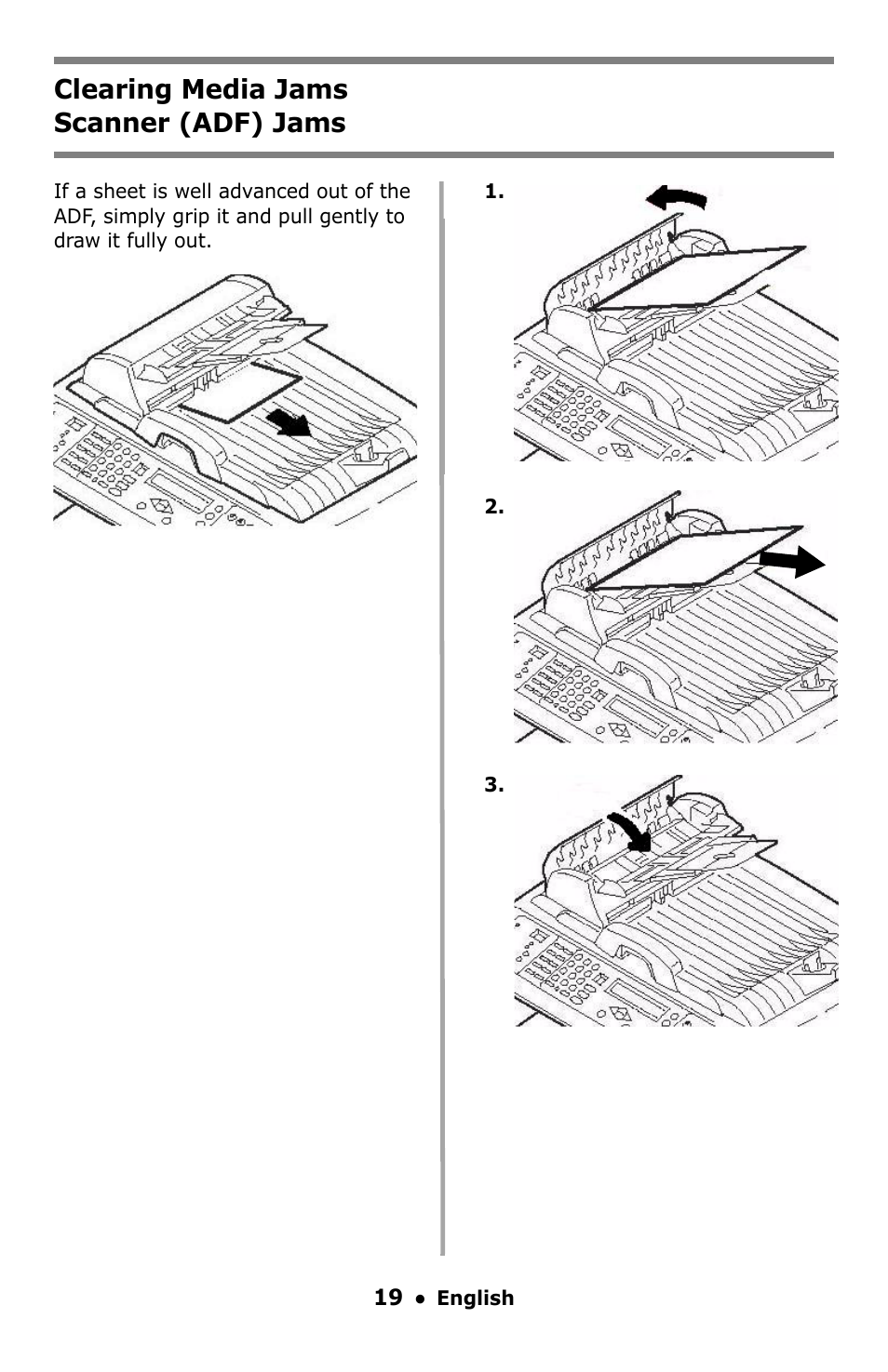 Clearing media jams, Scanner (adf) jams, Clearing media jams scanner (adf) jams | Oki C5550 MFP User Manual | Page 19 / 167