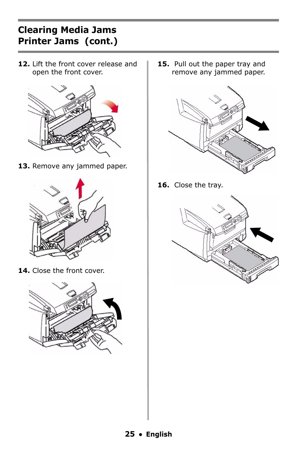 Clearing media jams printer jams (cont.) | Oki C5550 MFP User Manual | Page 25 / 167