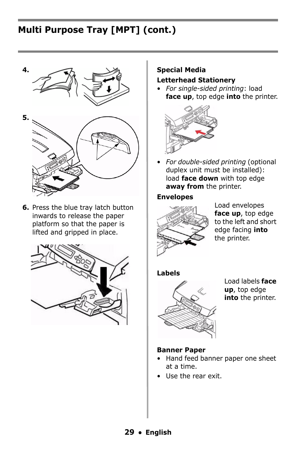 Multi purpose tray [mpt] (cont.) | Oki C5550 MFP User Manual | Page 29 / 167