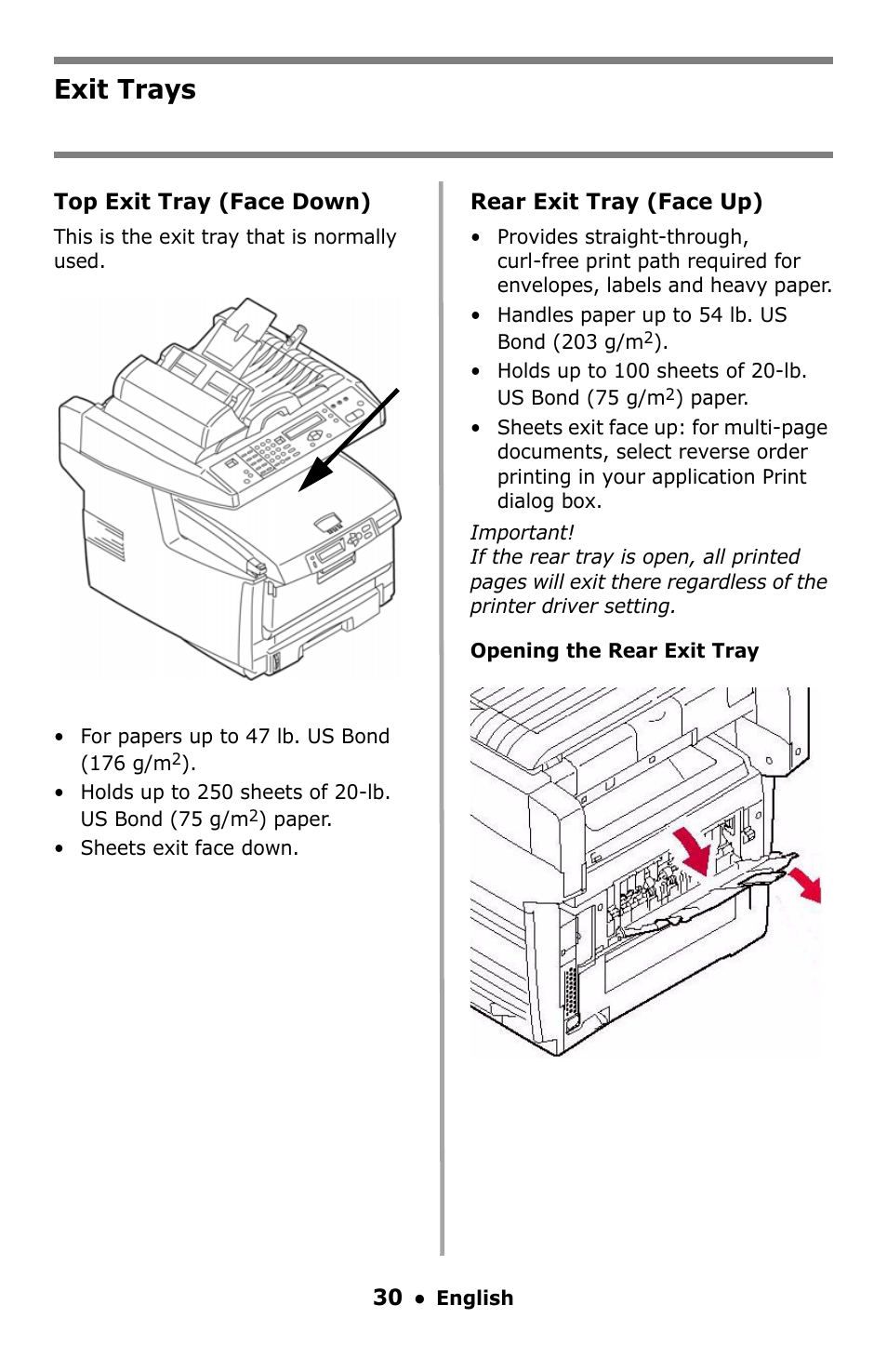 Exit trays | Oki C5550 MFP User Manual | Page 30 / 167