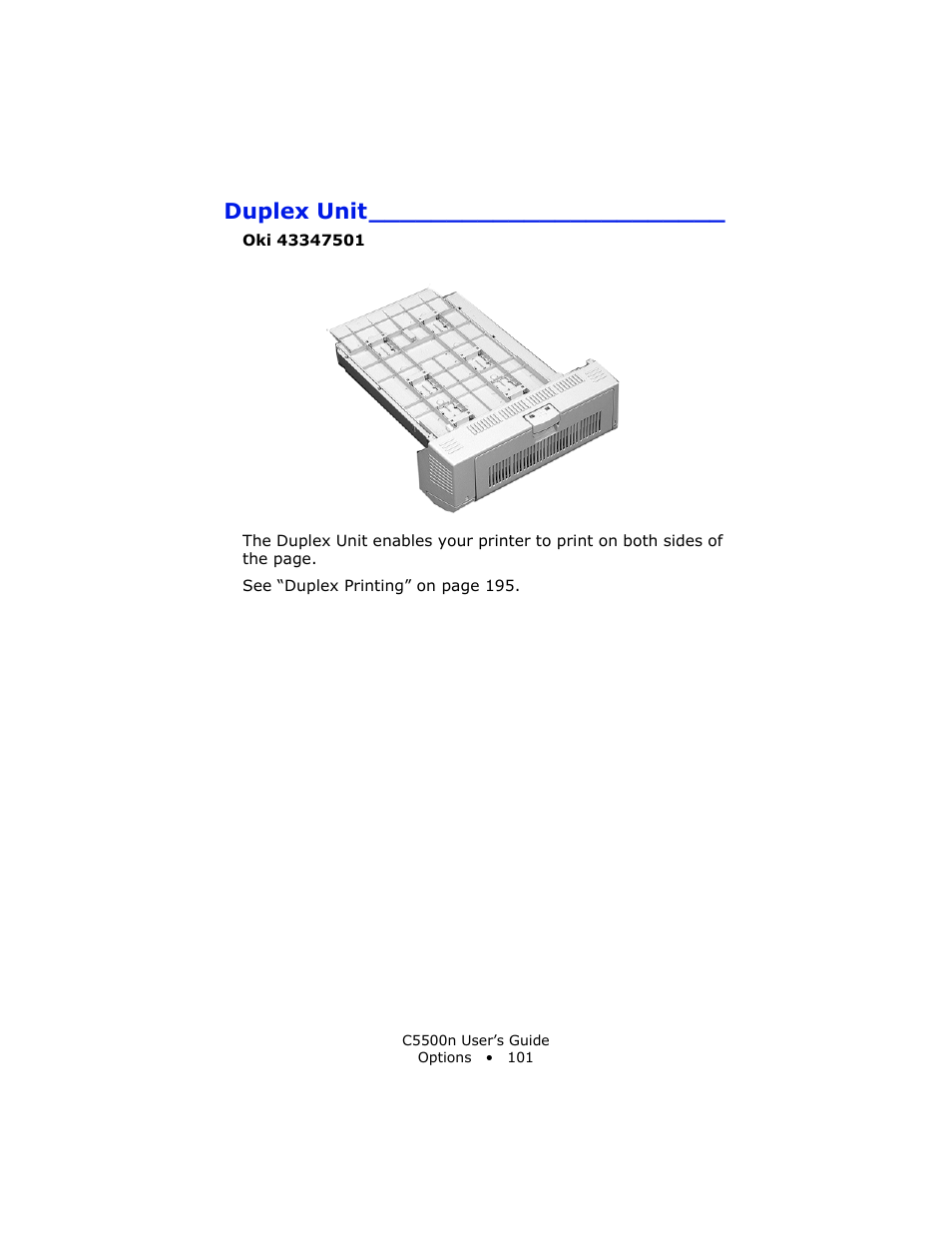 Duplex unit | Oki C 5500n User Manual | Page 101 / 250
