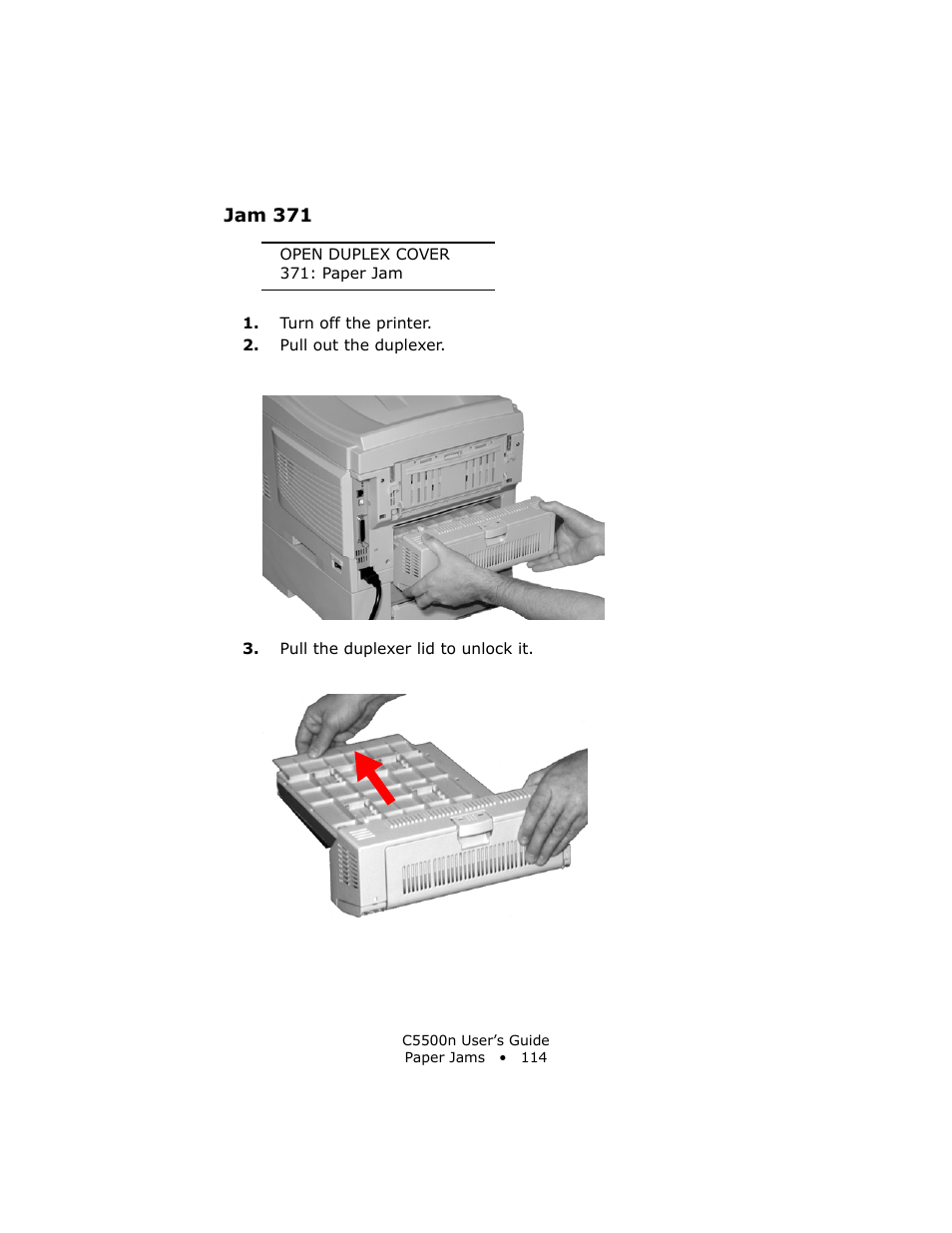 Jam 371 | Oki C 5500n User Manual | Page 114 / 250