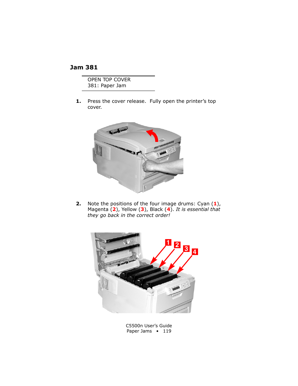Jam 381 | Oki C 5500n User Manual | Page 119 / 250