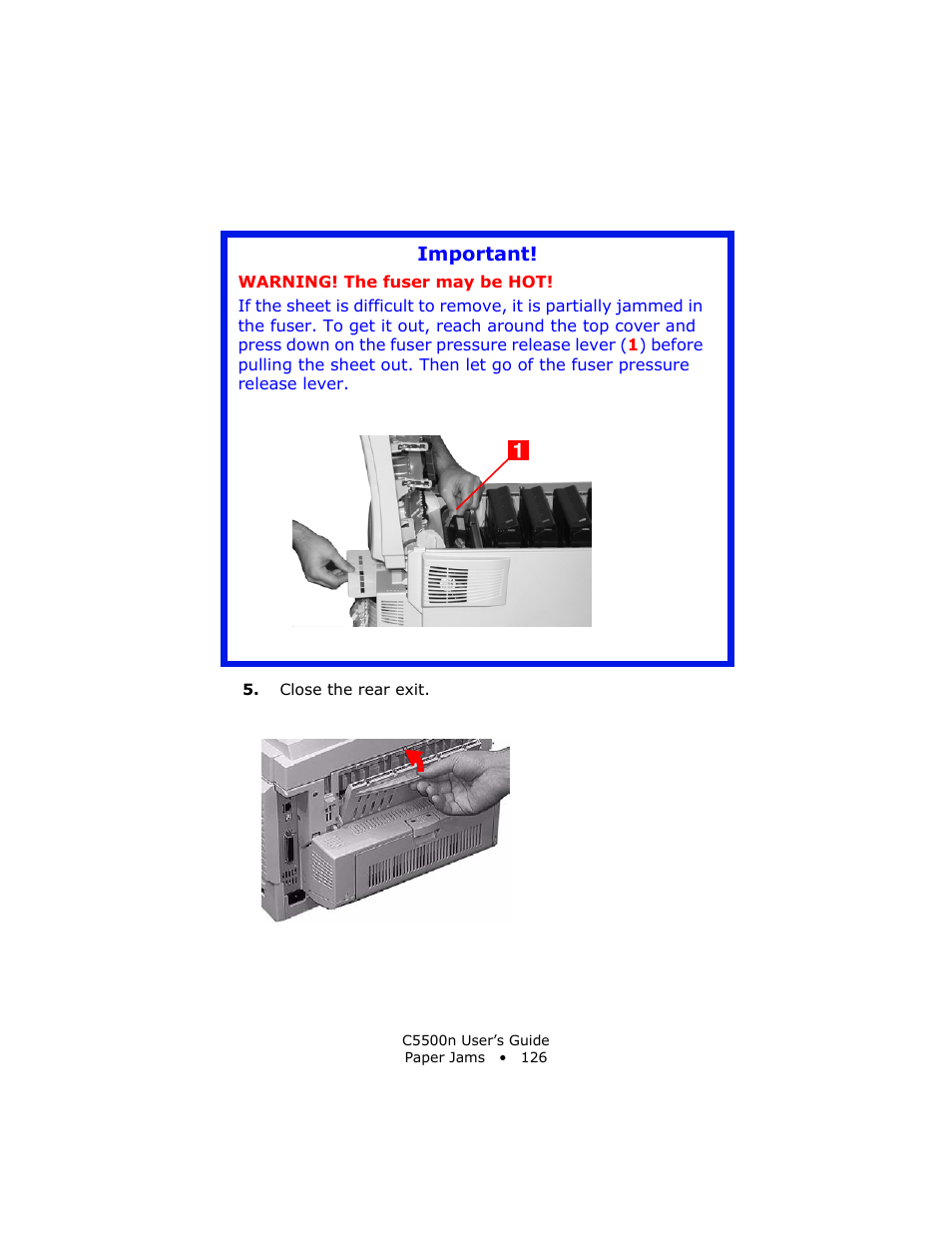 Important | Oki C 5500n User Manual | Page 126 / 250