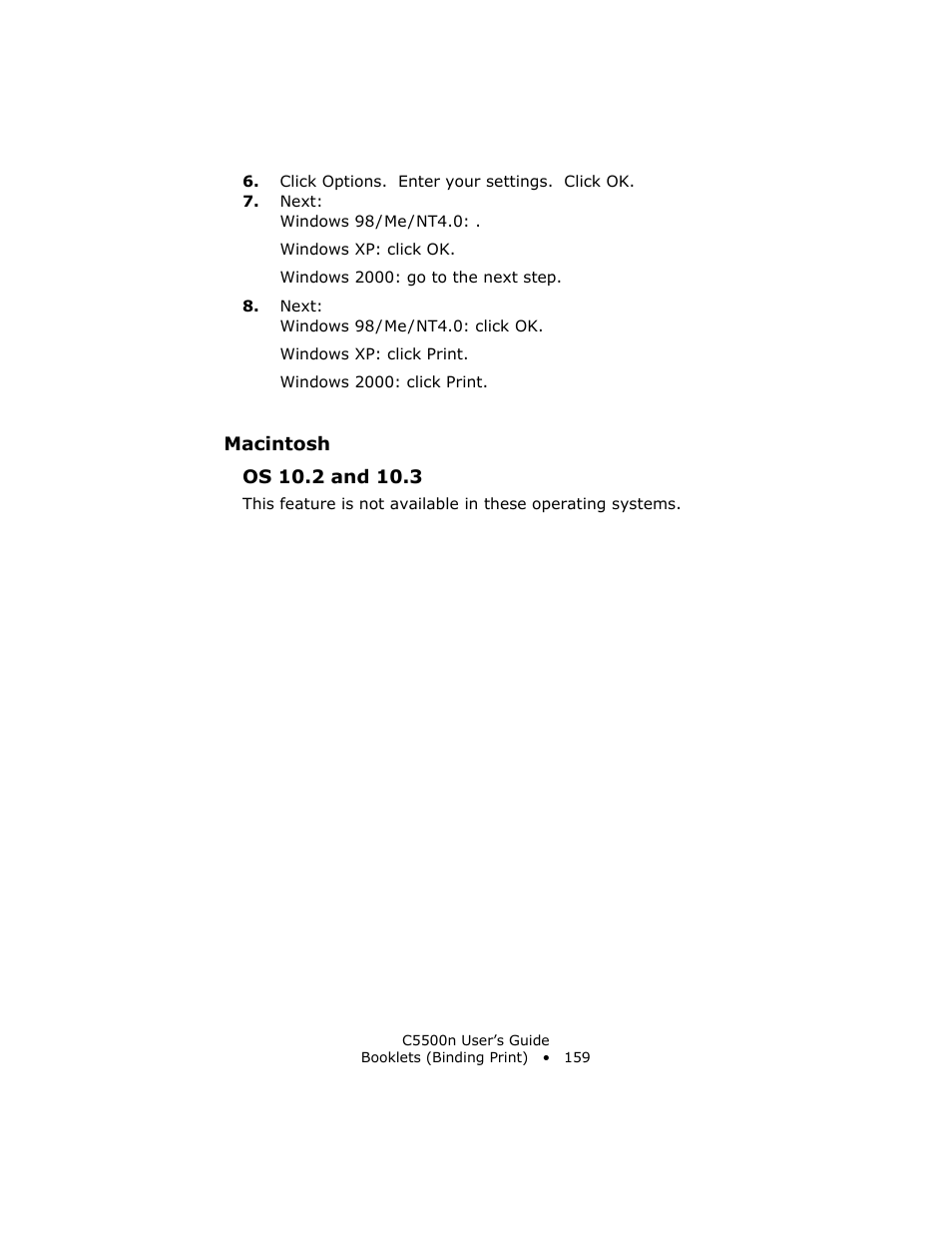 Macintosh, Os 10.2 and 10.3 | Oki C 5500n User Manual | Page 159 / 250