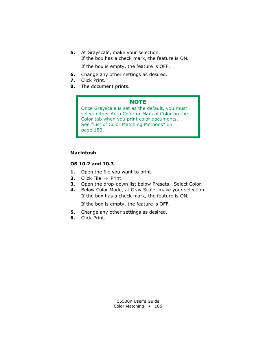Macintosh, Os 10.2 and 10.3 | Oki C 5500n User Manual | Page 186 / 250