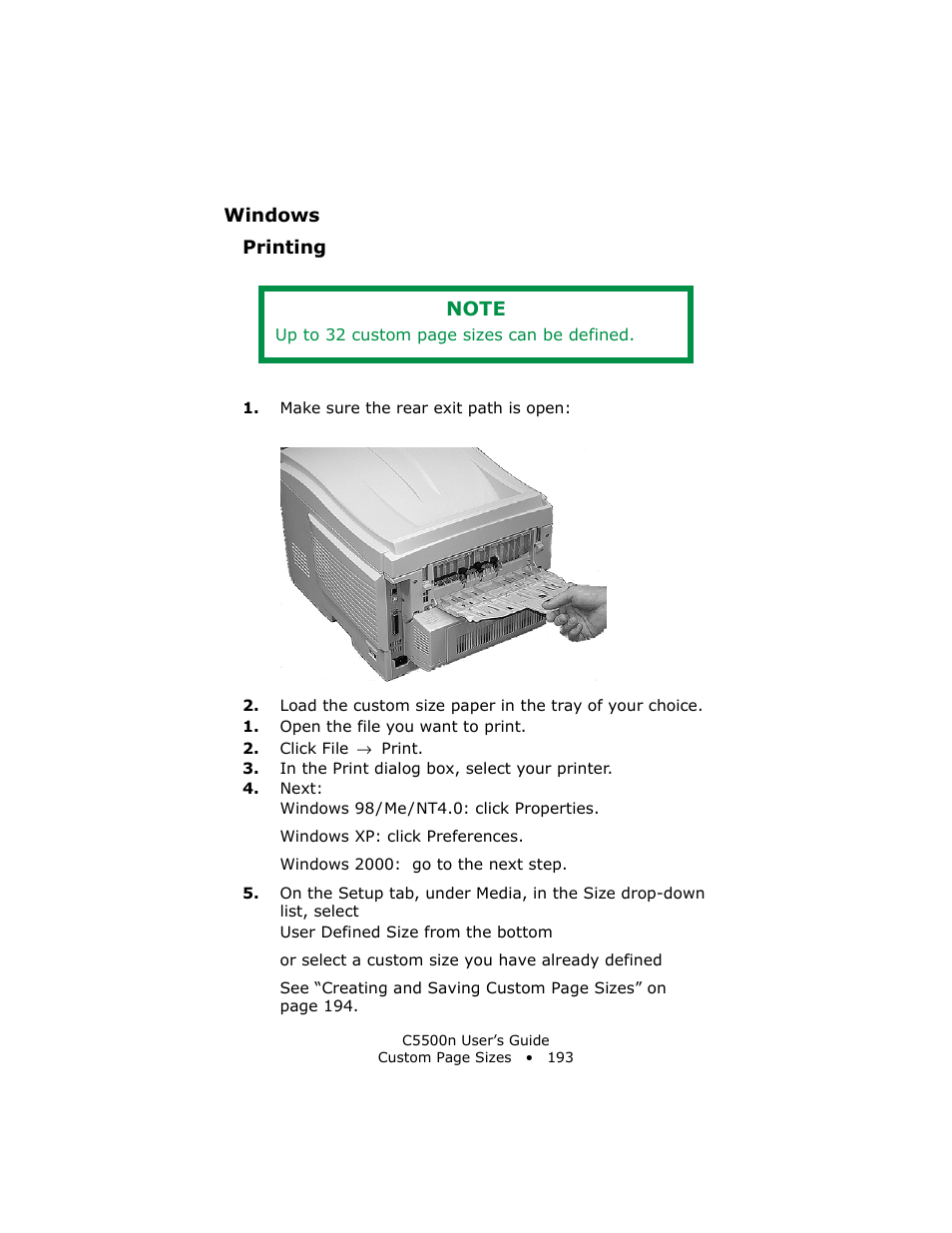 Windows, Printing | Oki C 5500n User Manual | Page 193 / 250