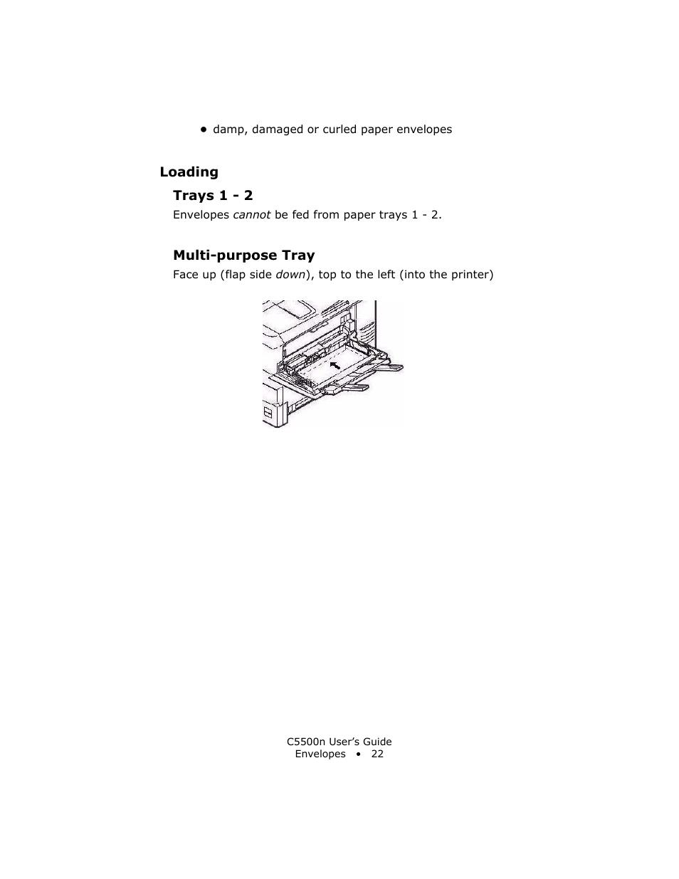 Loading, Multi-purpose tray | Oki C 5500n User Manual | Page 22 / 250