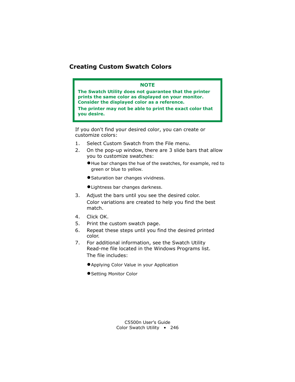 Creating custom swatch colors | Oki C 5500n User Manual | Page 246 / 250