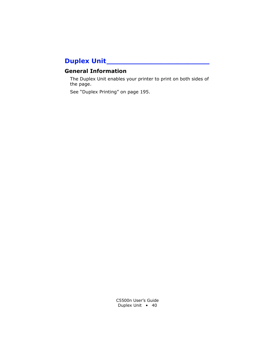 Duplex unit, General information | Oki C 5500n User Manual | Page 40 / 250