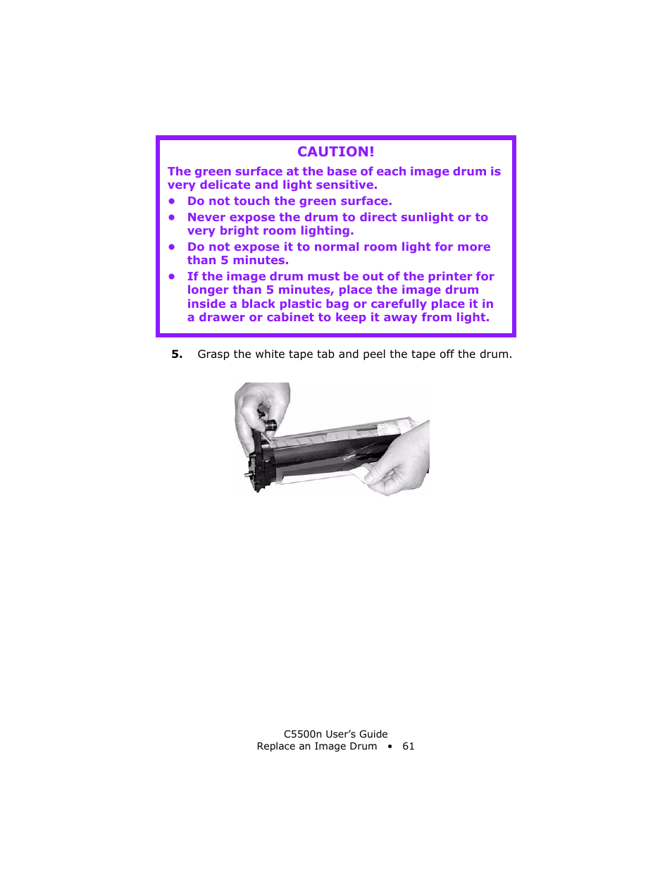 Caution | Oki C 5500n User Manual | Page 61 / 250