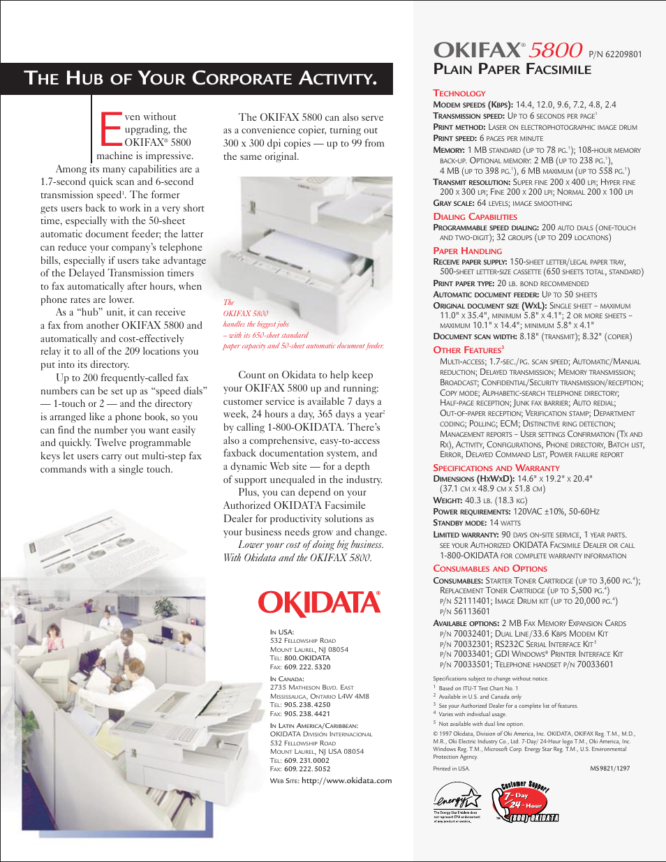 Okifax, Ub of, Orporate | Ctivity, Lain, Aper, Acsimile | Oki FAX 5800 User Manual | Page 2 / 2