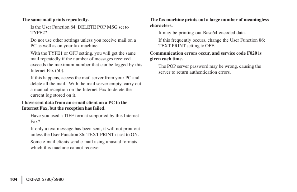 Oki FAX 5780 User Manual | Page 104 / 114