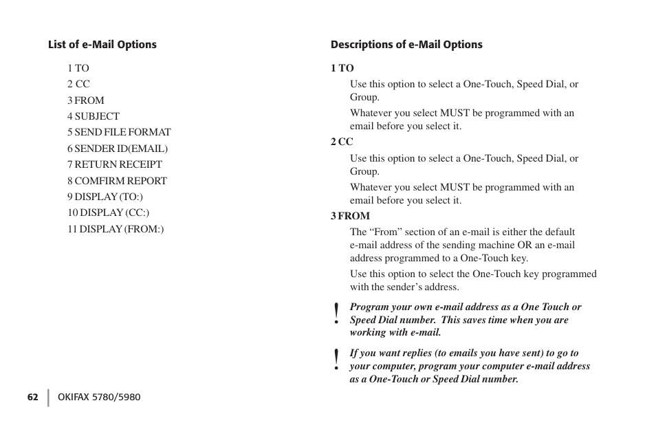 Oki FAX 5780 User Manual | Page 62 / 114