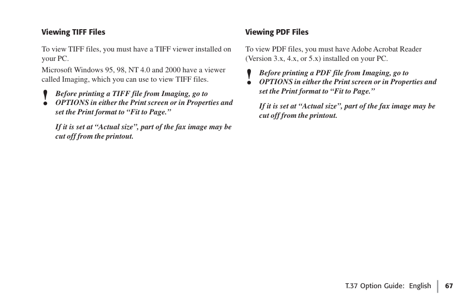 Viewing tiff files, Viewing pdf files, Viewing tiff files viewing pdf files | Oki FAX 5780 User Manual | Page 67 / 114