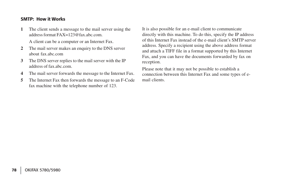 Smtp: how it works | Oki FAX 5780 User Manual | Page 78 / 114
