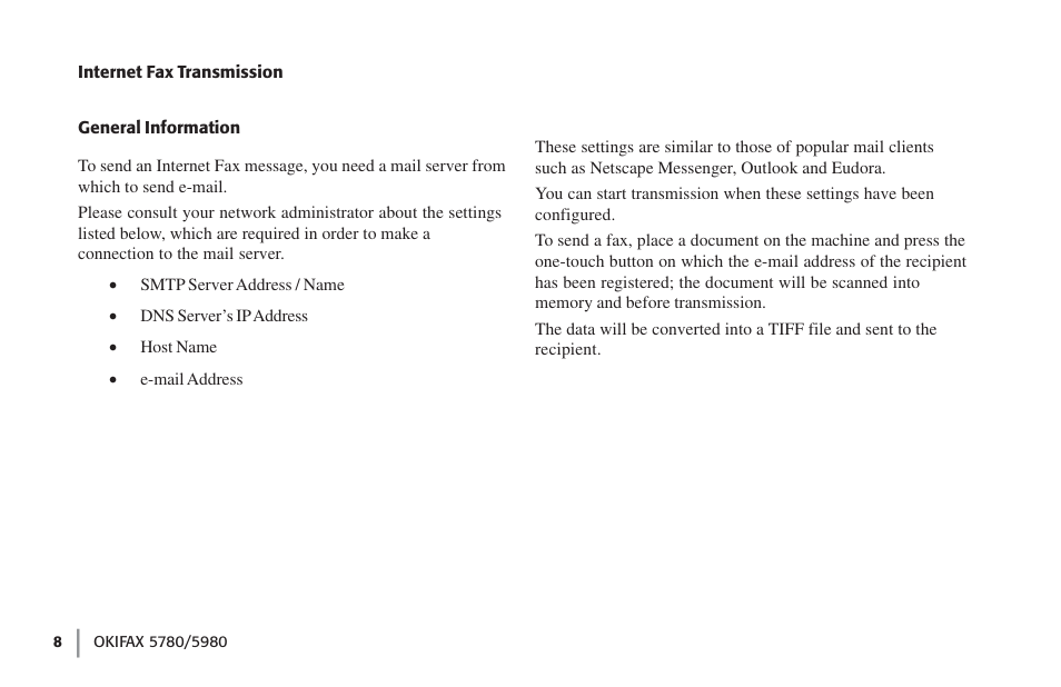 Internet fax transmission | Oki FAX 5780 User Manual | Page 8 / 114